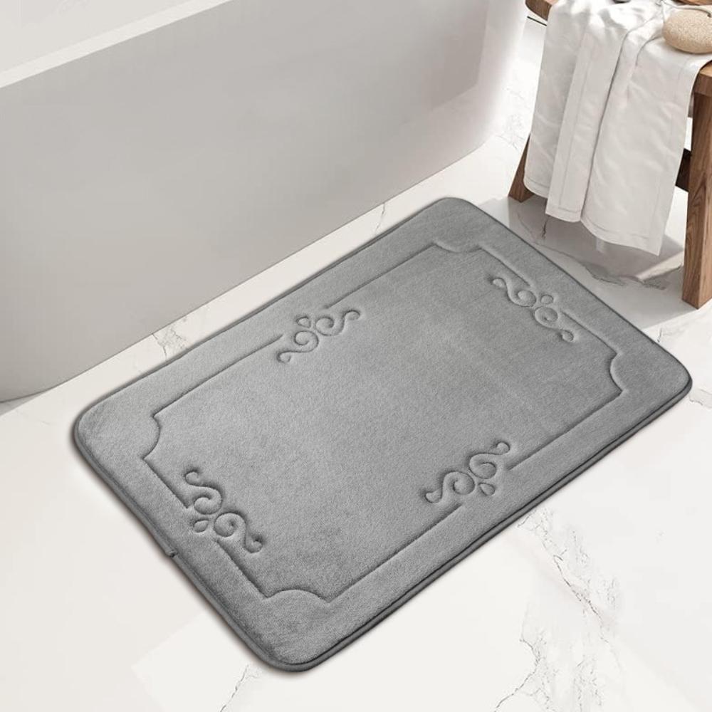 Bathroom Mat Flannel Carpet Simple Solid Color Quilted Bathroom Anti-Slip Mat Absorbent Mat Entry Step Mat