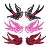 1 Pair Pink Grey Swallow Embroidered Patches Applique Clothing Patch Decoration