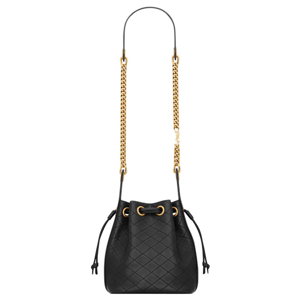 Saint Laurent Cassandre Bucket Bag In Lambskin Nero Women Bags Black 840886-1EL07-1000