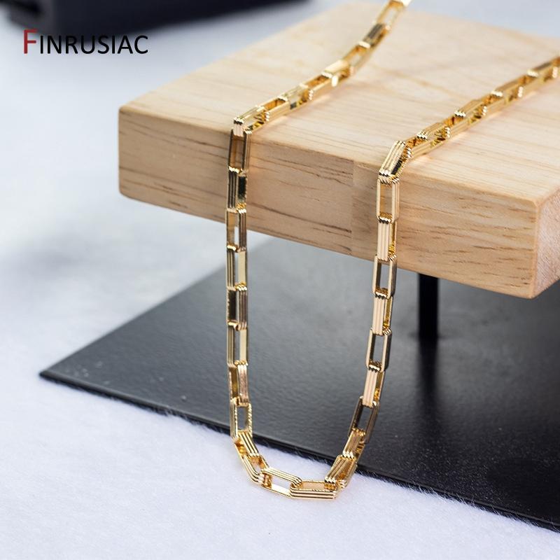Позолоченная 14K Ручная работа Прямоугольная Кабельная Цепь DIY Браслет Ожерелье Аксессуары для Изготовления Украшений