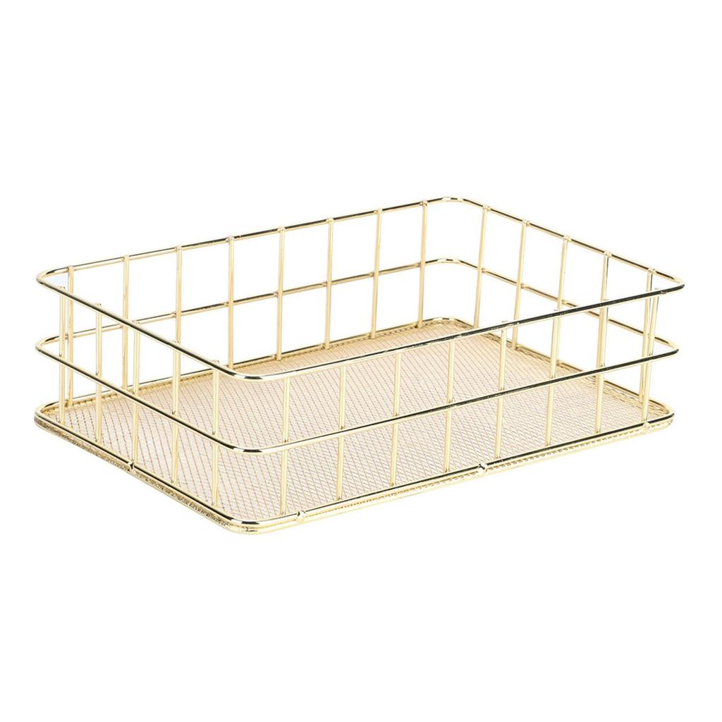 Золотая железная корзина для хранения Многофункциональный органайзер для хранения на рабочем столе из проволочной сетки для дома