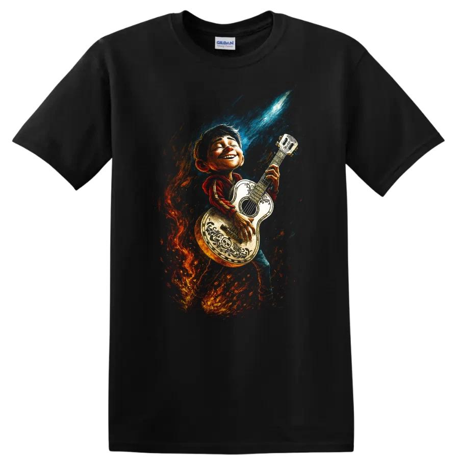 Bane Movie Villain Guitar Art T Shirt Dark Heroic Tee Rock Flame