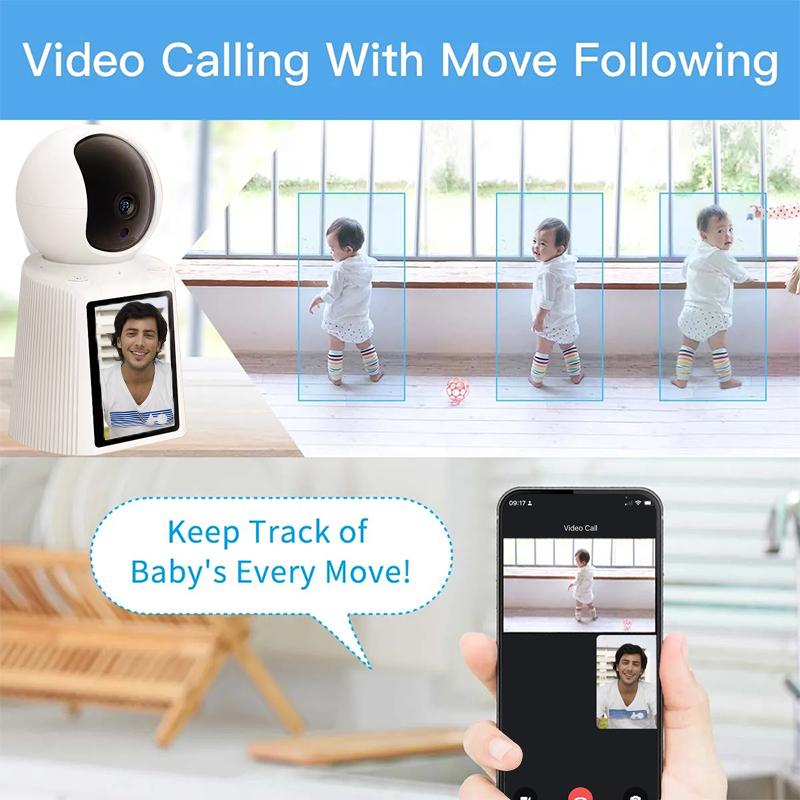 Видеозвонок Интеллектуальная Wi-Fi камера с 2,8-дюймовым IPS-экраном HD 1080P IP-камера для вызова одной кнопкой Двусторонняя видеосвязь Беспроводная камера ночного видения