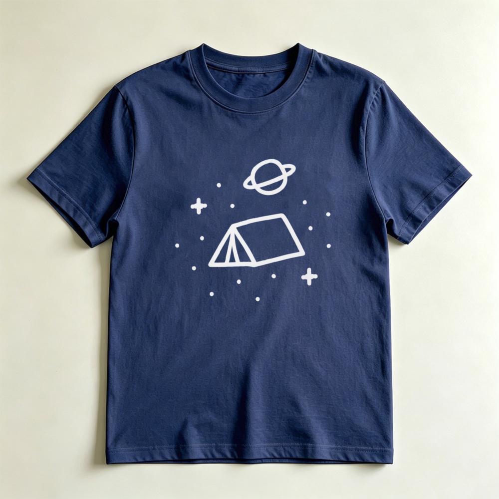 Space Camping TShirt Tent Under Saturn Graphic Tee Funny Astronomy Shirt Cute Galaxy Tee Gift For Space Lovers Camper Gift