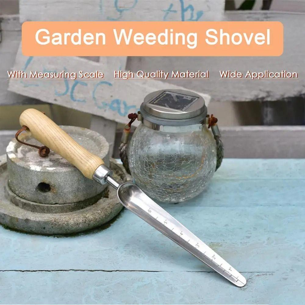 Stainless Steel Garden Shovel with Scale Anti Slip Handle Potting Soil Scoop  Garden Tools