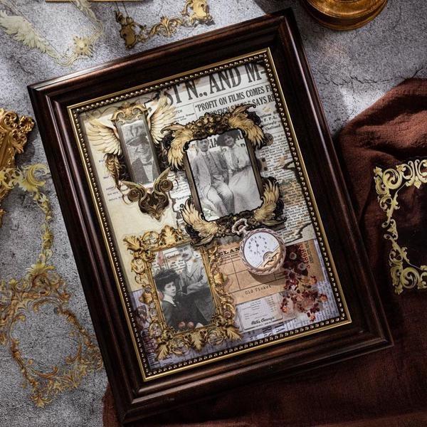 10 листов винтажная великолепная позолоченная фоторамка для журнала, декоративная бумага, наклейки для домашних животных, принадлежности для журналов