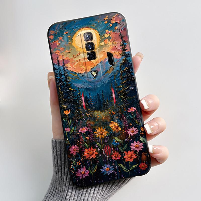 Чехол для Red Magic 7 NX679J Чехол для Nubia Red Magic 7S Задняя крышка Милый Кролик с Сердечками Черный Мягкий ТПУ Чехол для Телефона Оболочка для RedMagic 7 7S