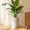 Large Capacity Planter for Tall Plants Round Flower Pot with Drainage Holes 17 Inch Stone-Look Thickened Composite Plastic Plant Basin Planter,
