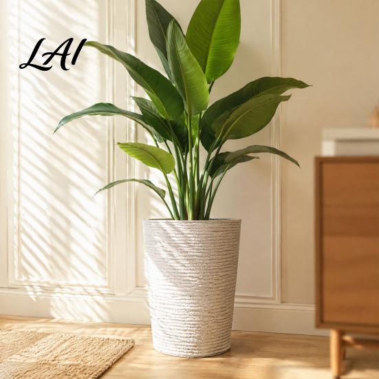 Large Capacity Planter for Tall Plants Round Flower Pot with Drainage Holes 17 Inch Stone-Look Thickened Composite Plastic Plant Basin Planter,