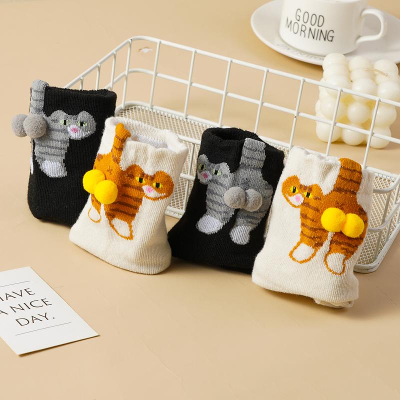 10 Pairs Gifts for Cat Lovers Funny Cartoon Cat Socks Breathable Comfortable Women's Cotton Socks