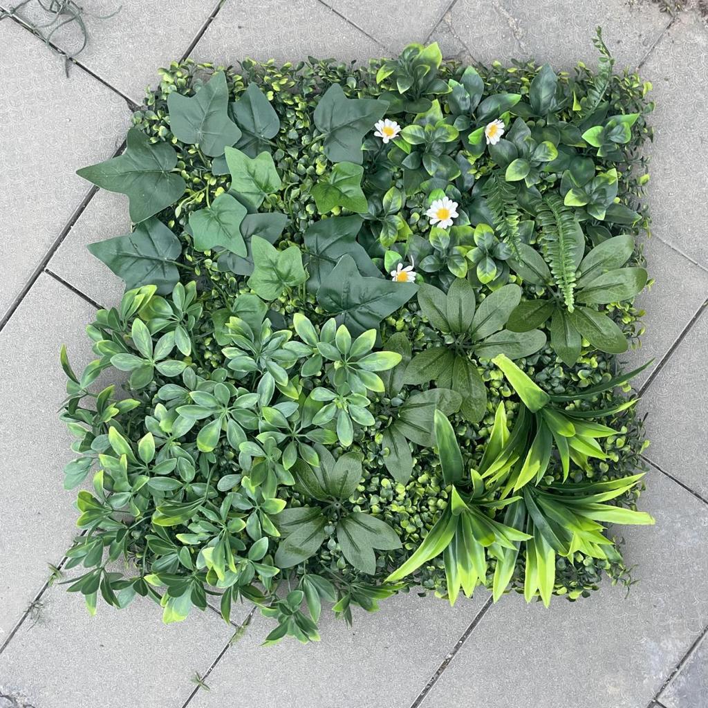 50×50cm Artificial Green Plant Wall - Plastic Vertical Garden, Fake Flower Wall, Synthetic Turf Background