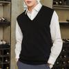 Men's Autumn and Winter Thickened V-neck Warm Knitted Vest Comfortable Plus Size Sleeveless Warm Vests