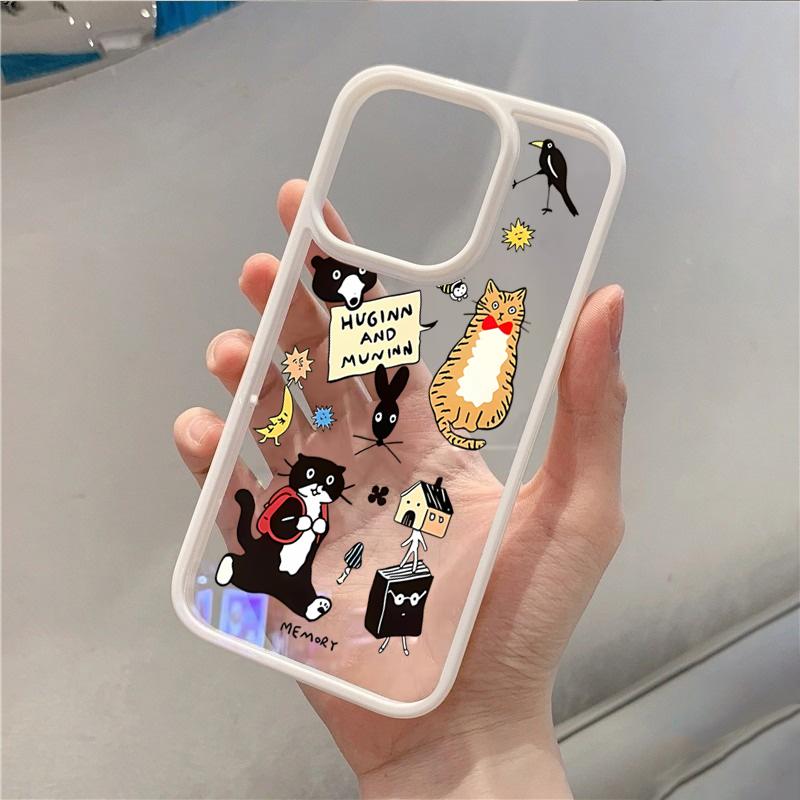 Милый Мультяшный Чехол с Котиками для iPhone 17 16 15Pro Max 11 12 13 14Pro Plus ударопрочный и противоударный чехол