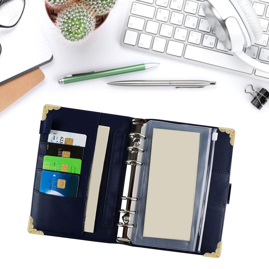 Leather Budget Binder with 12 Binder Cash Envelopes 12 Budget Sheets Label Stickers for Money Saving Budget Planner