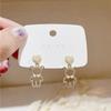 Korean Five-Pointed Star and Cute Bear Diamond Stud Earrings for Women, Simple Small Dangle Design
