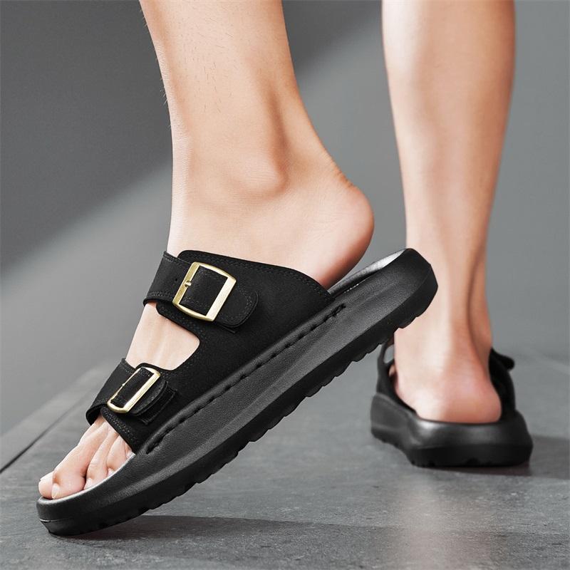 Fashion CYYTL Mens Summer Slippers Casual Shoes Beach Sandals Outdoor Slides Leather Walking Comfort Lightweight Luxury Designer Fashion