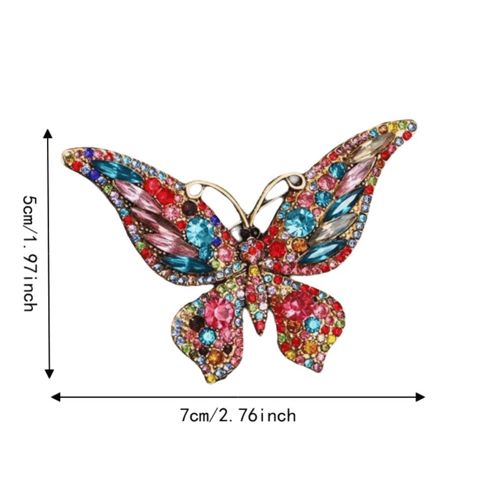 2pcs Colorful Butterfly Brooch Rhinestone Inlaid Animal Brooch Stylish Rhinestone Brooch For Ladies