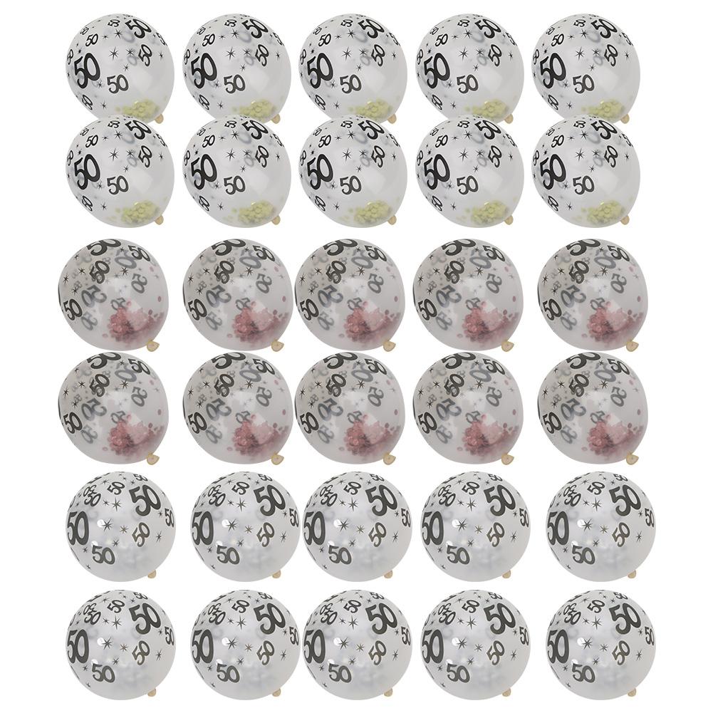10 шт. латексных прозрачных шаров с рисунком числа 50 для украшения на день рождения, свадьбу, юбилей