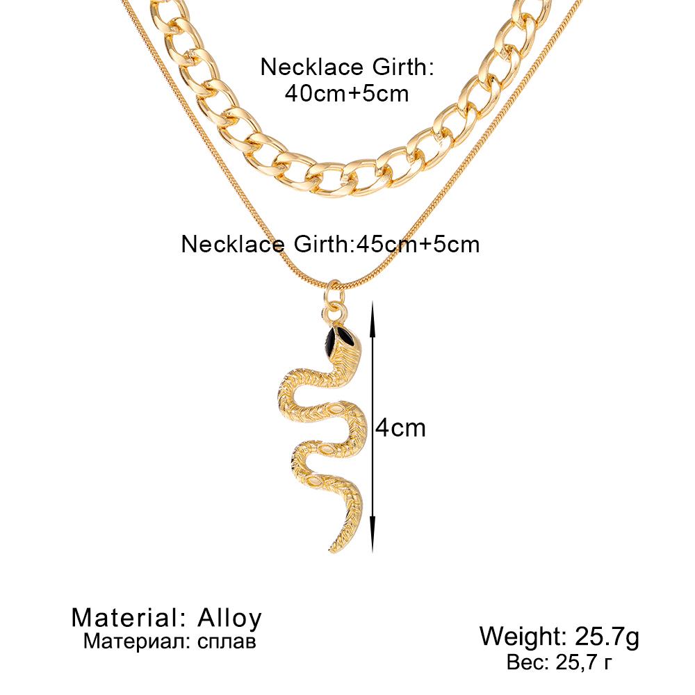 Подвеска в виде змеи, крутое ожерелье для вечеринки в стиле панк, универсальный комплект из 2 предметов для девочек, ожерелье, подарок, простые роскошные аксессуары, ожерелье, осенне-зимняя цепочка для свитера