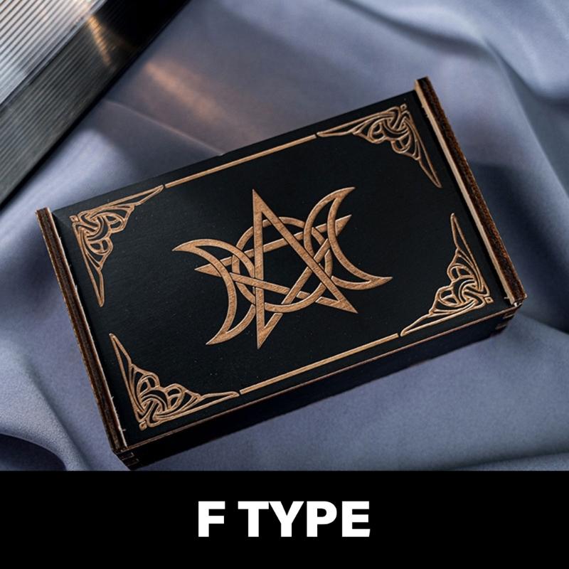 Push Pull Tarot Cards Box Astrologys Trinkets Box Wood Tarot Card Storage Case for Fortune Telling, Witch Decoration