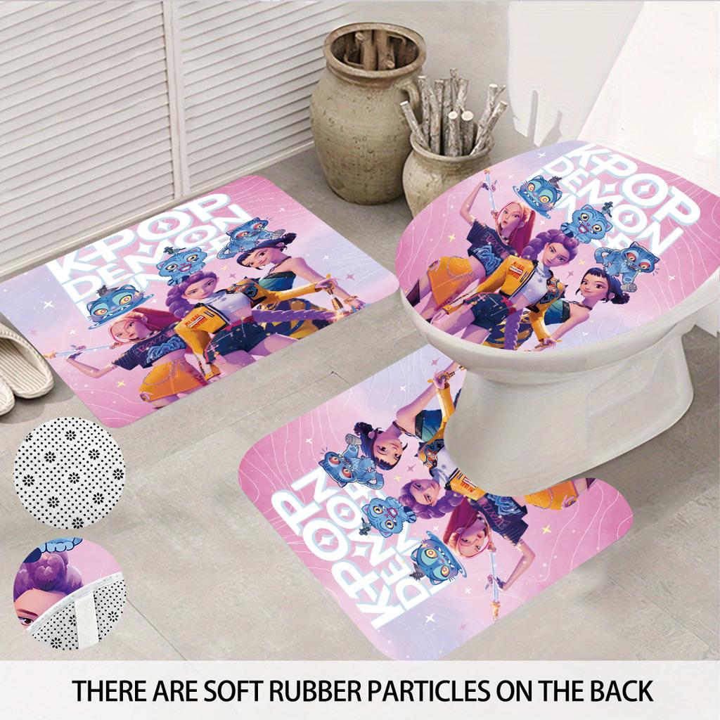 4 шт. K-Pop Истребители демонов Принт Набор для ванной из 4 предметов 180X180 Водонепроницаемая шторка для душа, коврик для пола, коврик для туалета, U-образный коврик