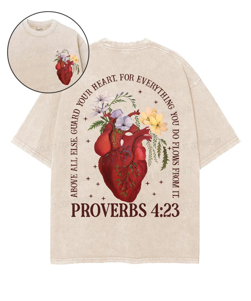 Heart Flower PROVERBS Printed Tshirt Washed Oversized T Shirt Summer Short Sleeve Cotton Tees Tops Men Women Clothing