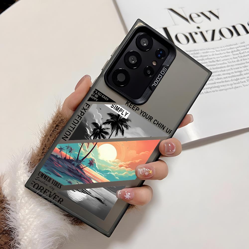 Fashion Landscape Phone Case For Samsung Galaxy S25 Edge S24 S23 S22 S21 S20 Ultra Funda Silicone Silver Cover