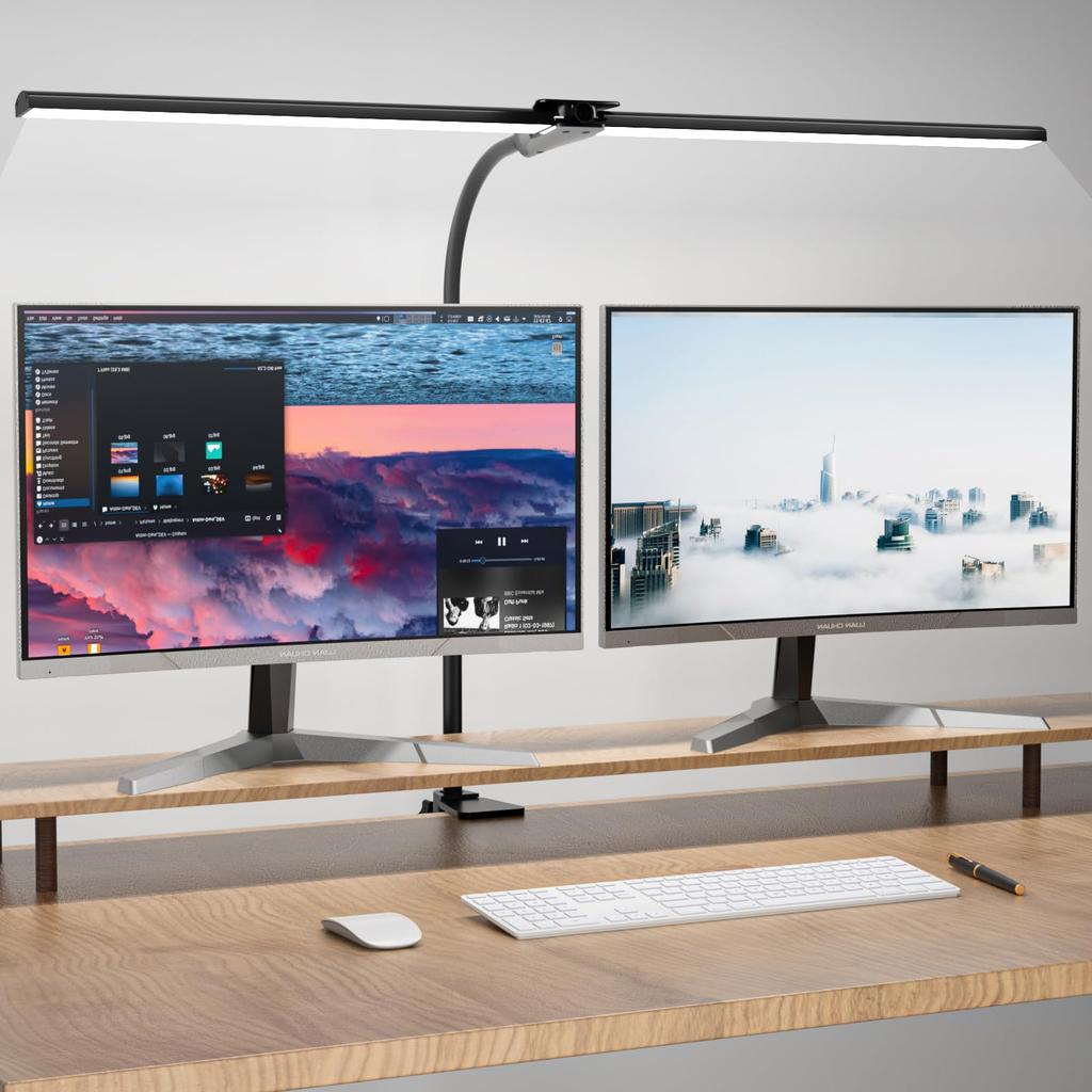 Wobane Desk Light LED 1800lm Desk Lamp Double Light 5 Levels of Color Stepless Ra95 High Color Bright Desk Tabletop Clamp Energy Adjustable Table