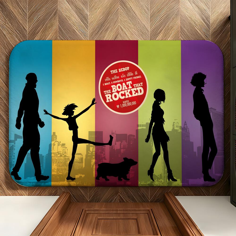 anime C-Cowboy B-Bebop Floor Mat Soft Flannel Entrance Door Mat Non Slip Absorbent Bathroom Bedroom Floor Rug