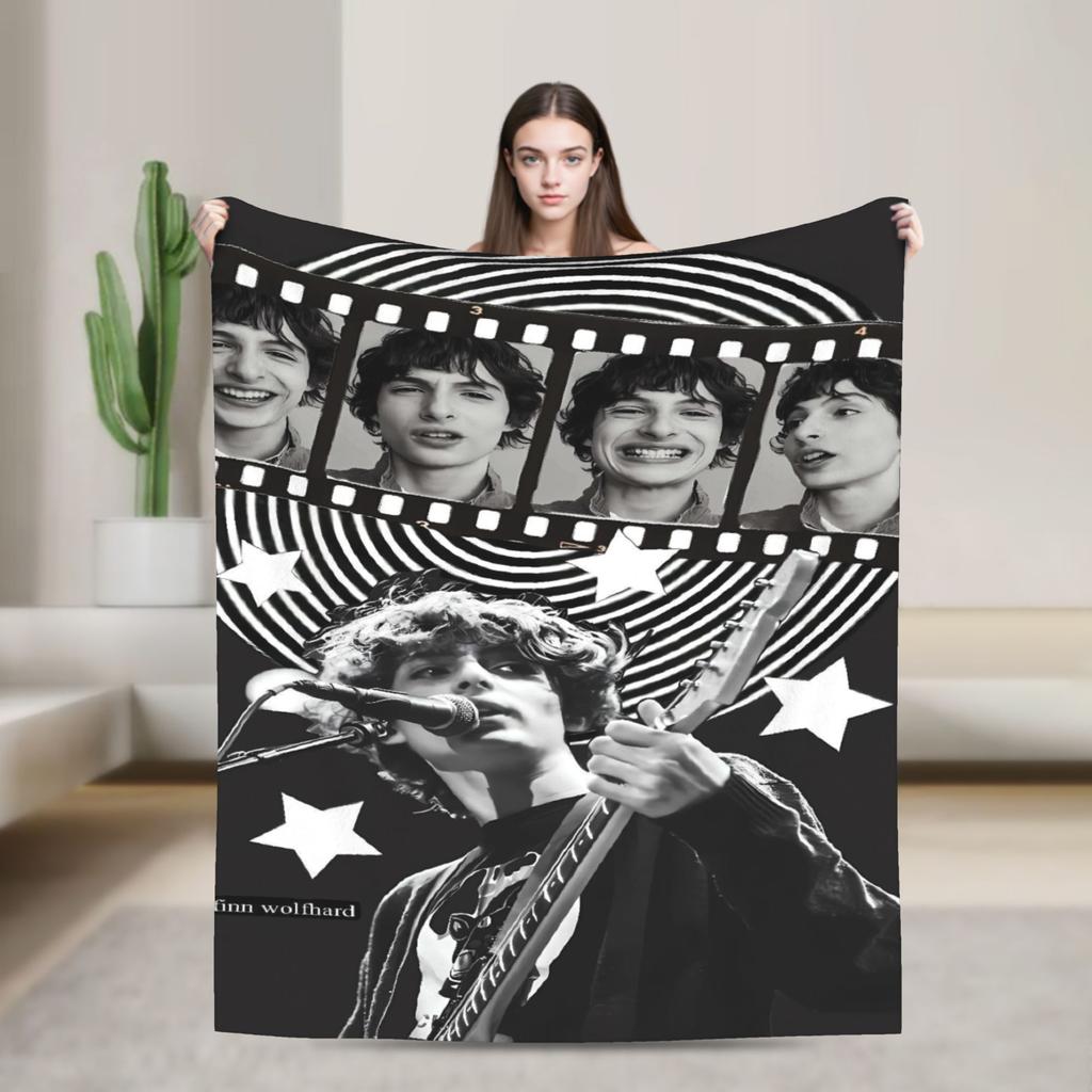 Finn Wolfhard Flannel Blanket Winter Warm Soft Throw Blanket for Girls Boys Couch Chair Graphic Bedspread Sofa Bed Cover