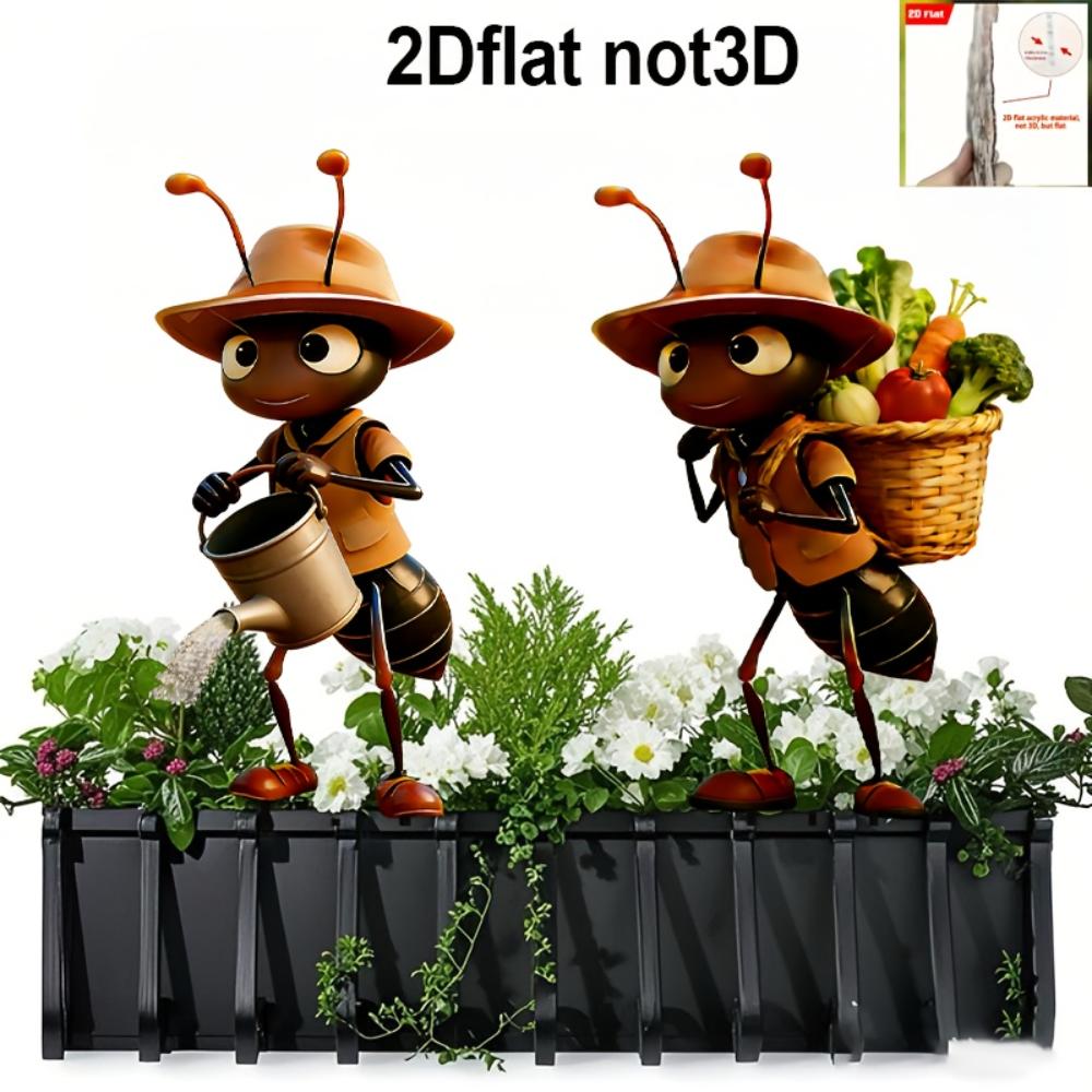 Плоские 2D Напечатанные Колышки для Сада с Муравьями, 2/3 шт. Милый Акриловый Декор для Сада, Газона, Цветочного Горшка, Двора, Забора, Фестивальные Подарки