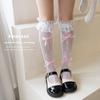1 пара милых носков до колена для девочек, гольфы принцессы Лолиты с рюшами и бантом для малышей, летние тонкие дышащие носки в сеточку