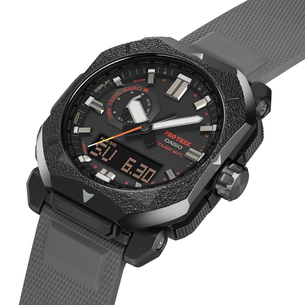 Casio Мужские цифровые кварцевые часы с будильником, водонепроницаемые до 100 м, из нержавеющей стали PRW-6900BF-1