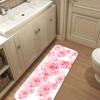 1Pcs Valentine's Day Pink Rose Soft Kitchen Rug Anti-Fatigue Kitchen Rug Waterproof Non-Slip Rugs Set Runner Rug Bedside Rug Carpet For Kitchen