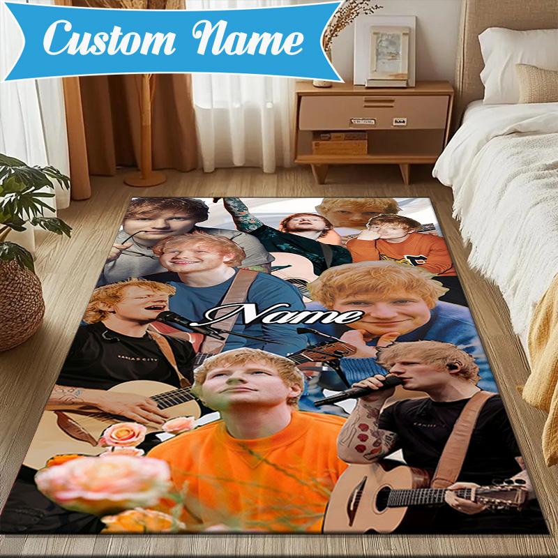 Custom Name Ed Sheeran music Rug Game Carpet, Floor Mat for Bedroom Living Room Entryway Rug, Home Decor Idea Gift for Christmas birthday