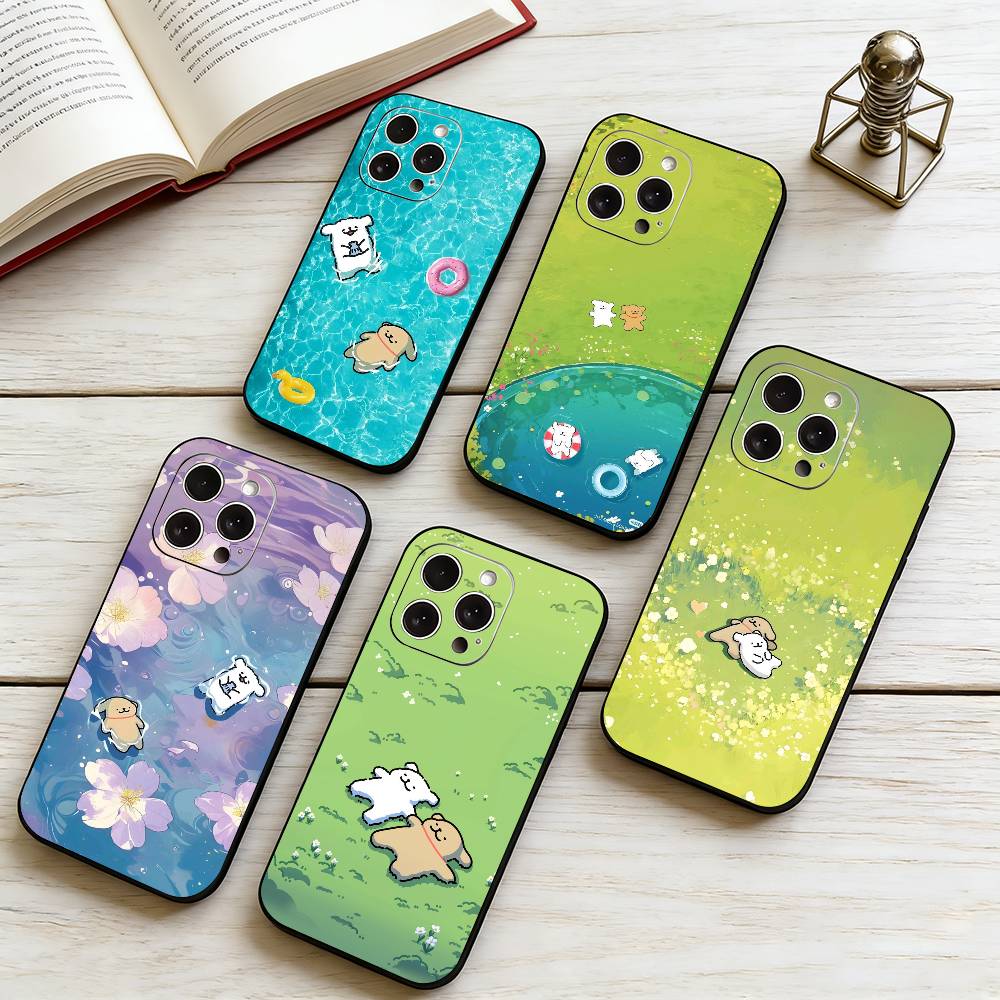 Line-art cartoon puppy Phone Case For iPhone 17, 16,15,14,13,12,11 Plus,Pro Max, Others Soft Black Cover