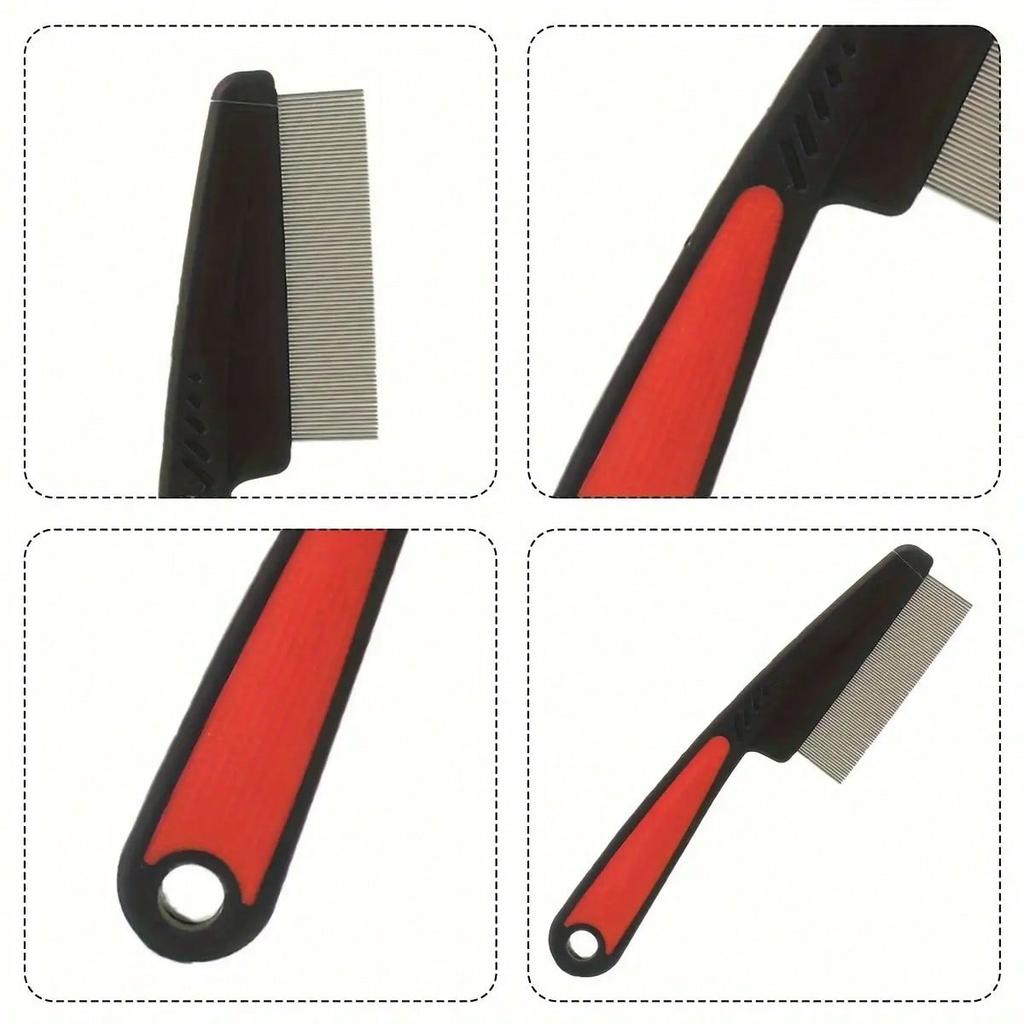 1pc Heavy-Duty Stainless Steel Fine Tooth Comb For Thick Hair - Dandruff & Lice Remover With ABS Handle, Sensitive Scalp Care