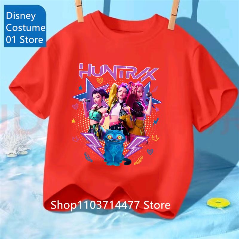 Toddler Girl Clothes Kpop Demon Hunters Cartoon Tee Shirt Funny Gift for Fans Harajuku Cool Kids T-shirts Summer Tops