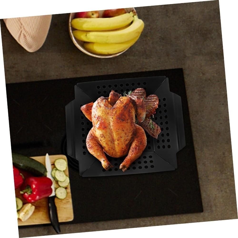 Heat Resistant Barbecue Grill Pan Non-Stick Coated Roasting Fish Plate Grill Basket Picnic