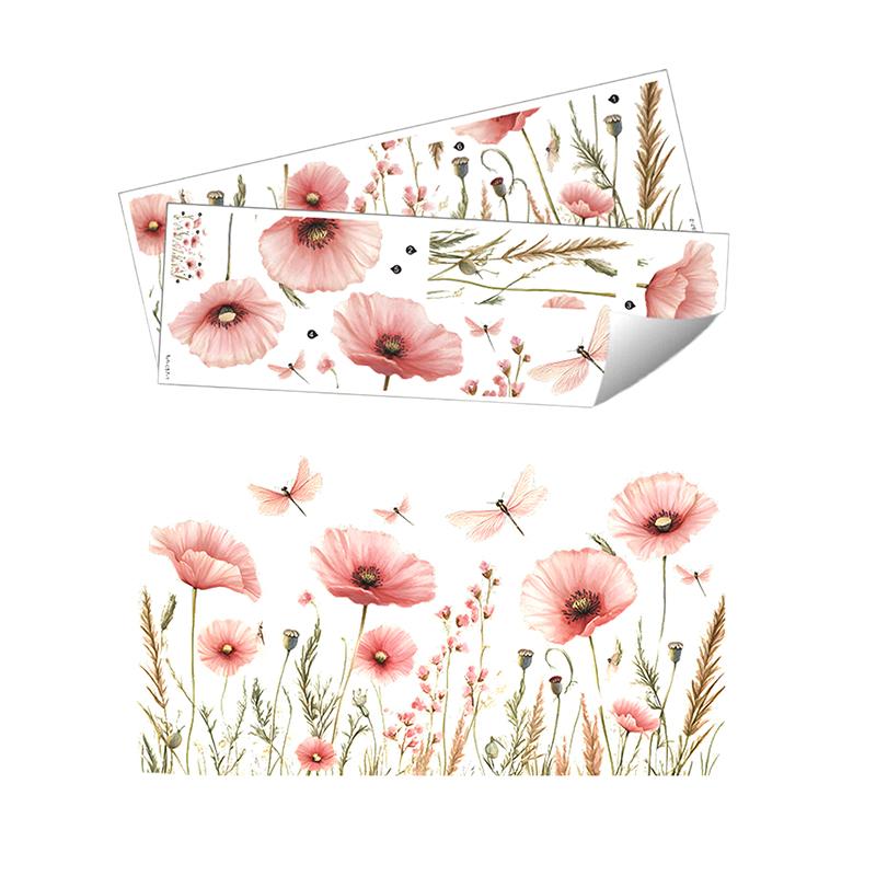 2 шт. Акварельно-розовый цветок стрекоза спальня прихожая фон стена украсить наклейка на стену украшение комнаты