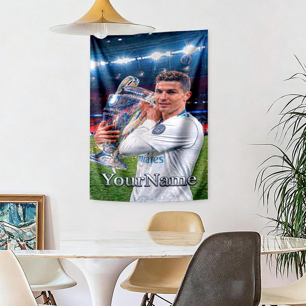 Cristiano Ronaldo Custom Your Name Wall Decor Tapestry Art For Pet Memorial Birthdaywedding Party Backdrop Family Gift
