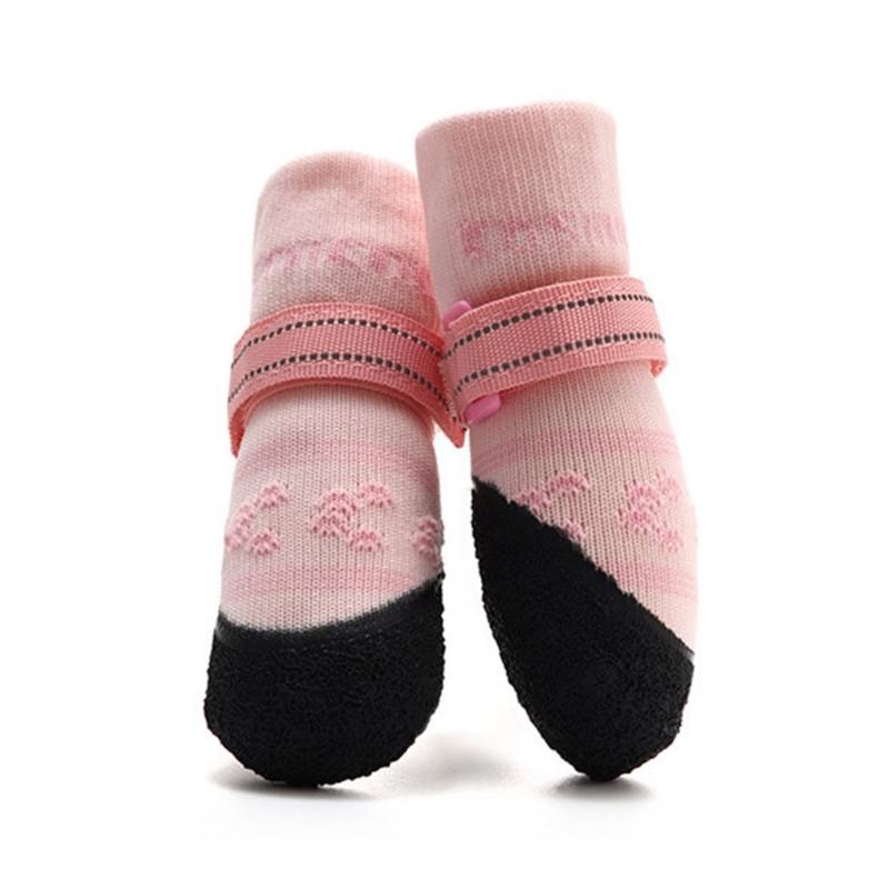 Дышащие носки для собак с толстой нескользящей резиновой подошвой, носки для питомцев для улицы и дома, защита лап, безопасные на твердом полу