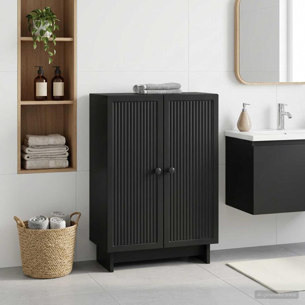 Bathroom Storage Cabinet EDE Black 59.5 x 31 x 80 cm