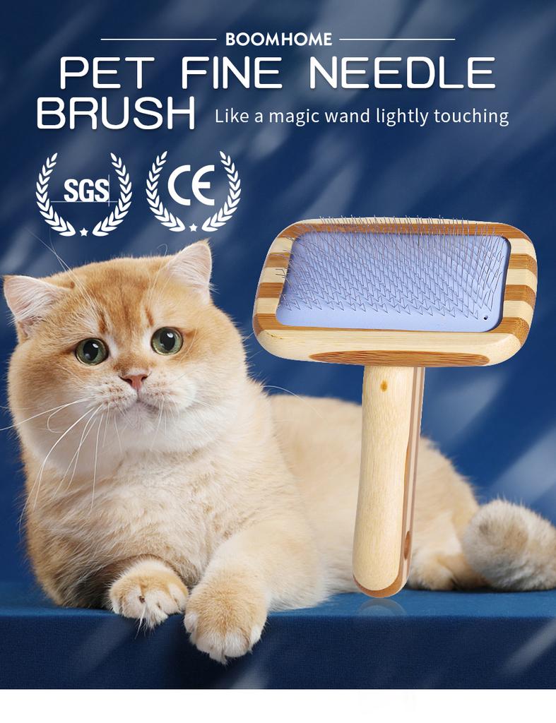 Pet Comb Wood Massage Cute Hair Remover cat Dog Brush for Grooming Bamboo Mini Rubber Custom Small Fine Needle