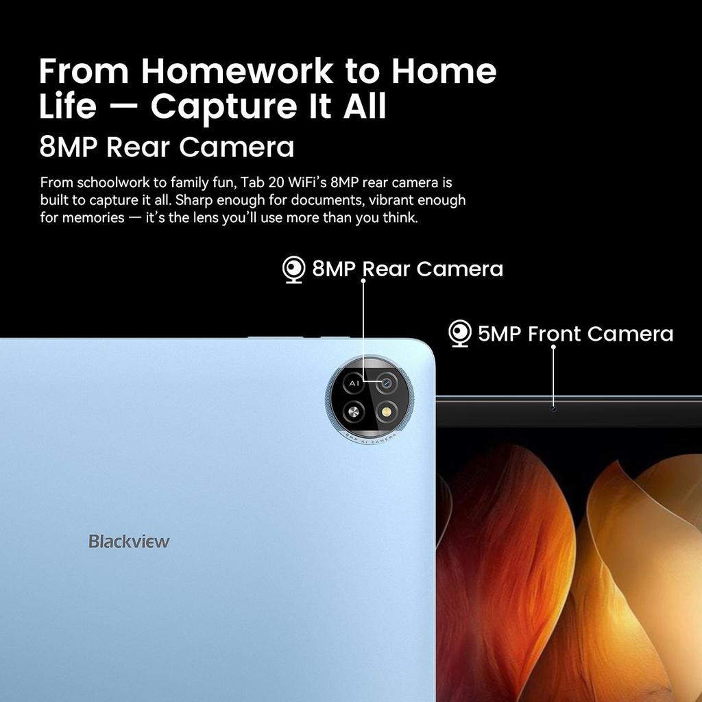 Blackview Планшет Tab 20 WiFi Android 15 10,1 дюйма 4 ГБ ОЗУ 64 ГБ ПЗУ Аккумулятор 6600 мАч Планшеты