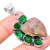 Natural Sunstone Rough, Diopside Gemstone 925 Sterling Silver Pendant 1.97" T0R72