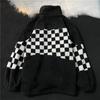 Checkerboard Cotton Jacket Male Autumn Winter Lamb Wool Cotton Jacket Couple Loose Stand Collar Cotton Jacket
