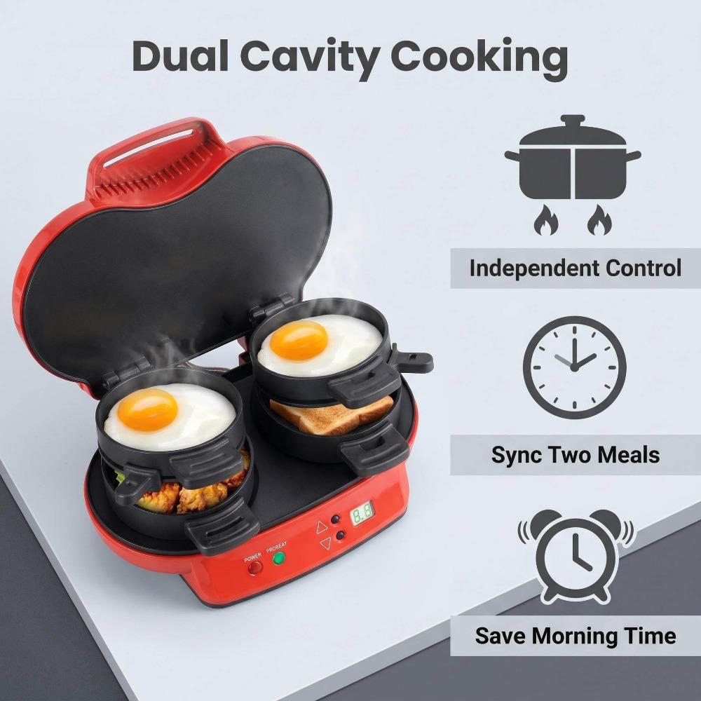 Dual Head Burger Maker Double Sided Heating Breakfast Sandwich Maker