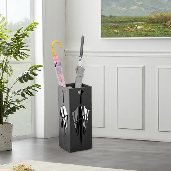 Металлическая подставка для зонтов, стойка для хранения, большая вместимость, полый дизайн, нержавеющая, для использования в помещении/на улице