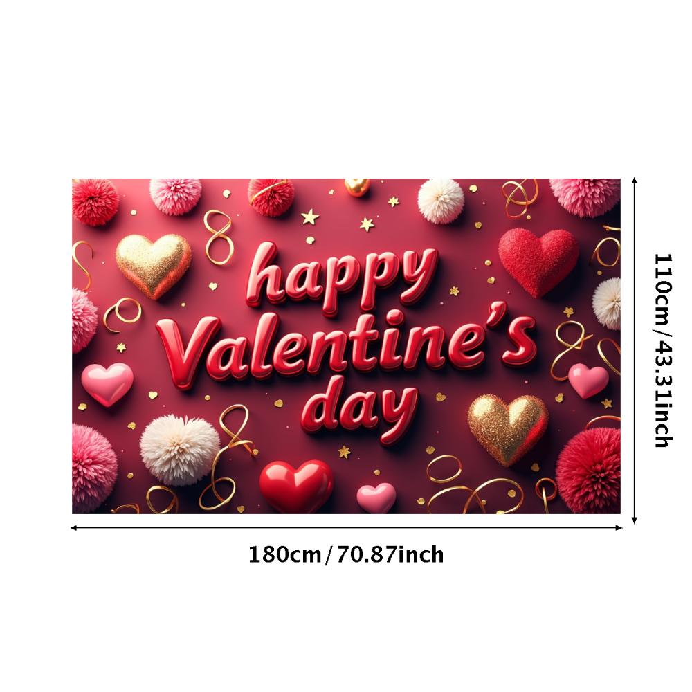 Valentine's Day Banner Backdrop Romantic Decorations Heart Background Red Love Celebration Photography Prop Party Supplies